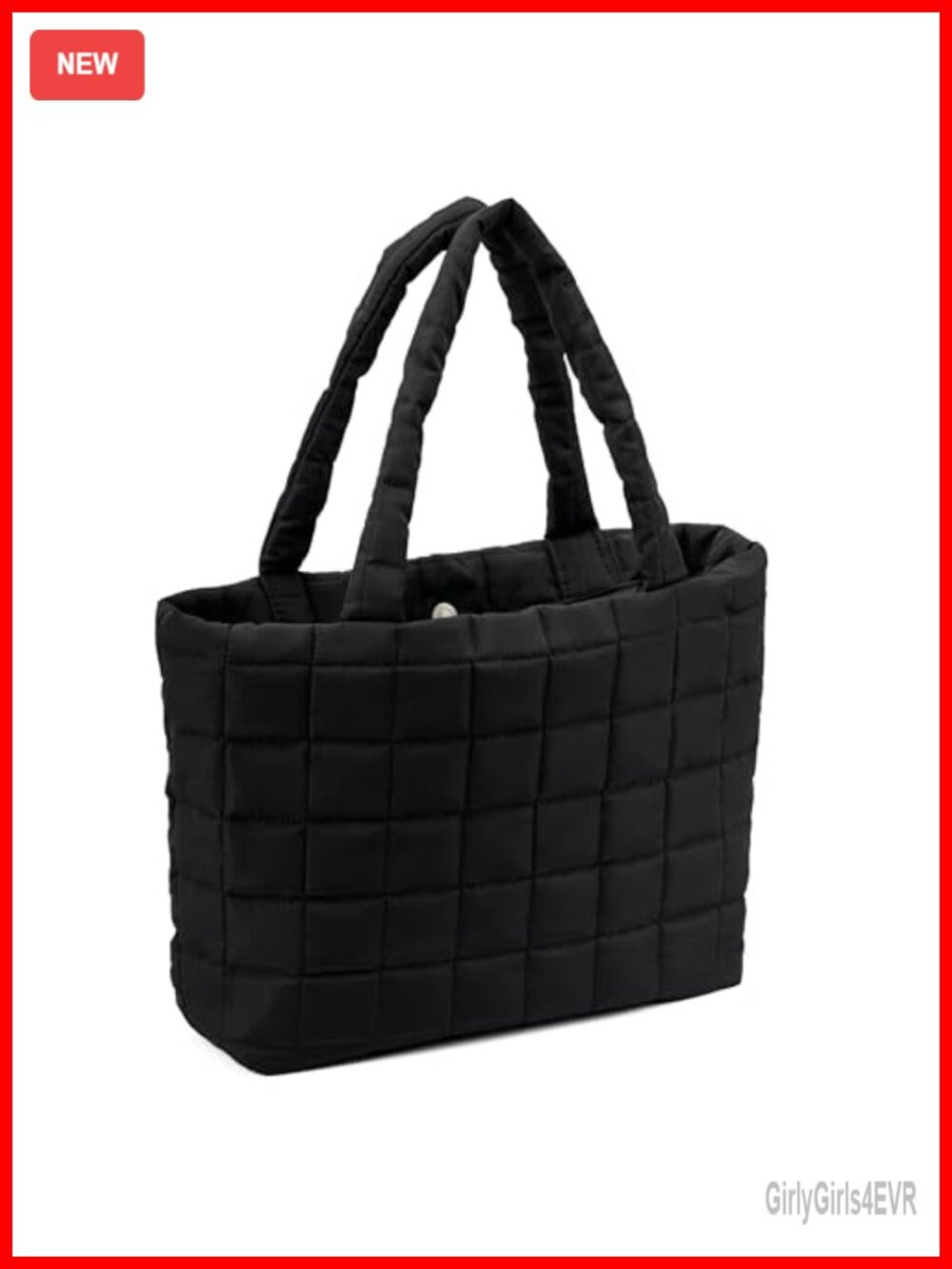 Quilted Puffer Tote Bag Lightweight Shoulder Handbag Travel Work Carryall